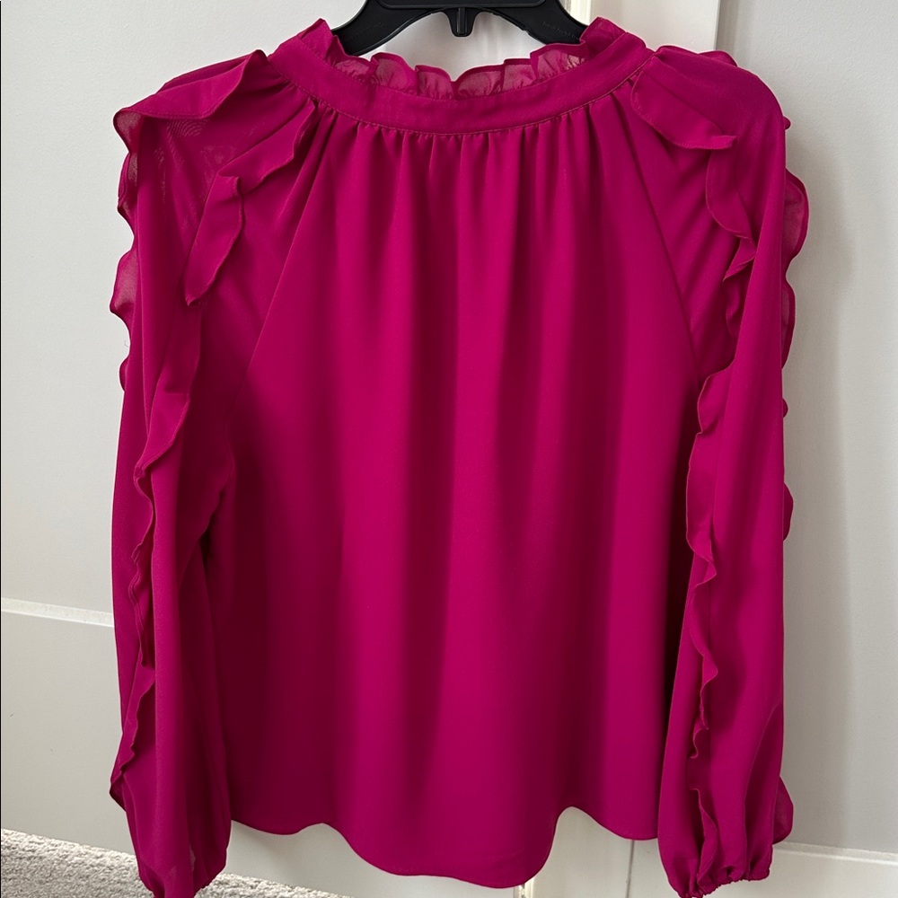 Amanda Uprichard Fuchsia Ruffle Blouse - Picture 2 of 3